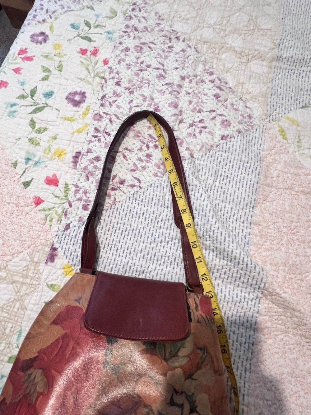 Vintage Cuero Vaca Argentina Floral Leather Shoulder Bag - Picture 3 of 14